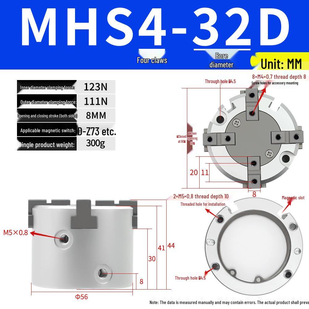 SMC Pneumatic Gripper Fingers: Two-Jaw, Three-Jaw, Four-Jaw MHS2/3/4-16D/25D/40D/50/63D