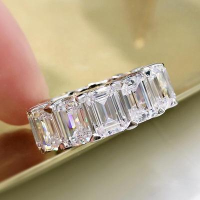Skutečné 925 Sterling Silver 5x7MM smaragdový brus vytvořený moissanite diamantové snubní prsteny Nový luxusní zásnubní prsten