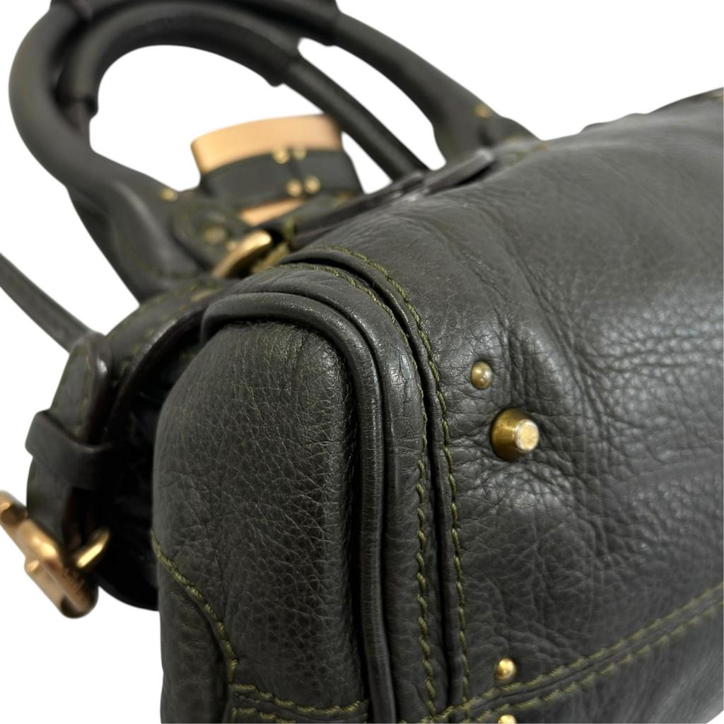 Chloe Paddington Mini Handbag Dark Green Women Used