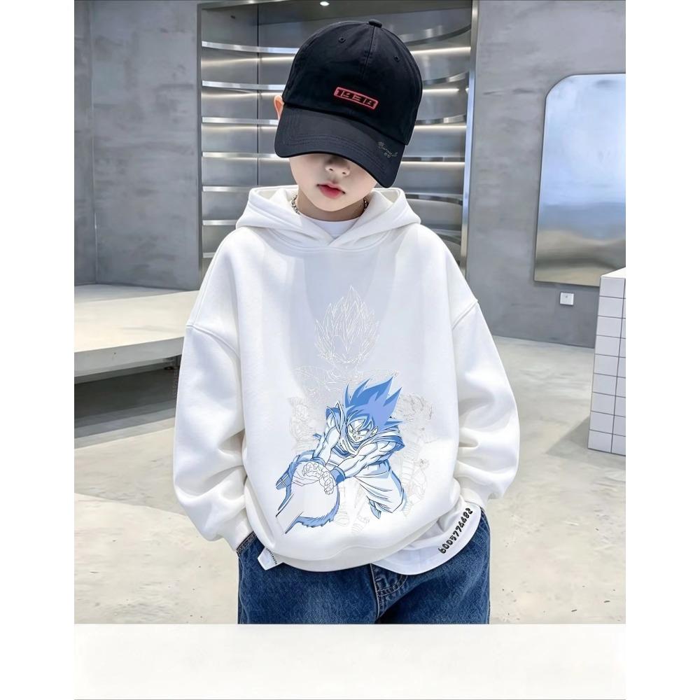 Japanese style Kids Hoodie Autumn Winter Dragon Ball Vegeta Character Print Pullover Sweatshirt Casual Long Sleeve Hooded Tops