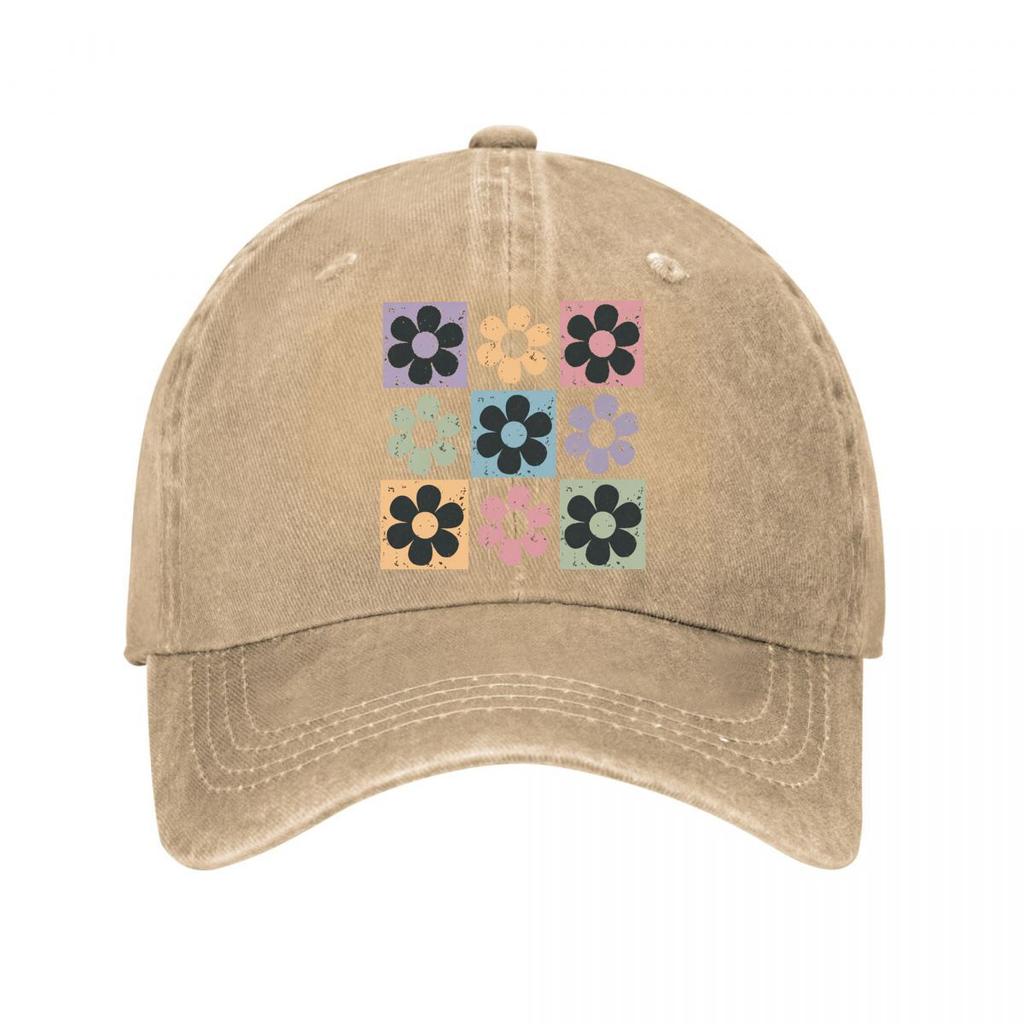 Retro Distressed Floral Vinyl Wall Decor Stickers Washed Baseball Cap Outdoor For Womens Unisex FeUnisex