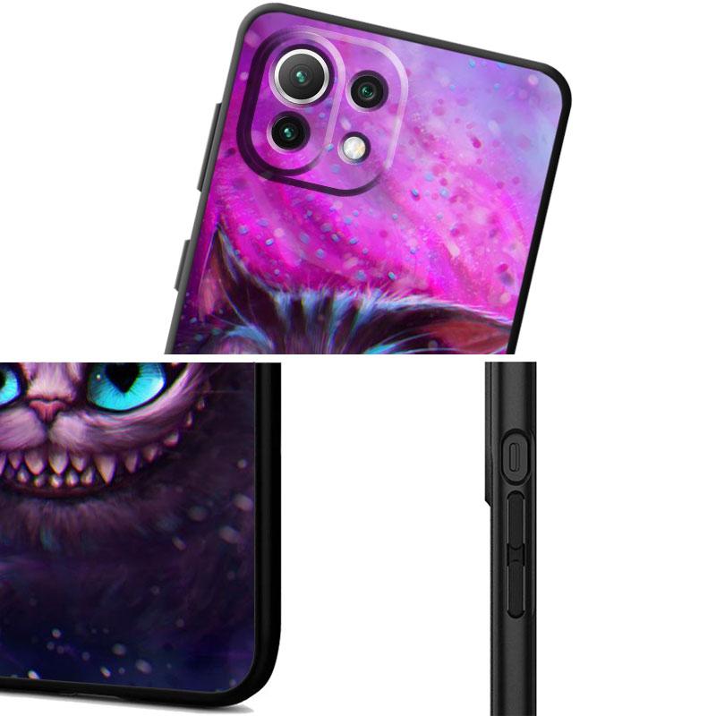 Custodia in TPU per Xiaomi Mi 11 Lite 11i 10 11T 12S 12X 10T 10S 11X 12 Pro 10TPro Cover Nera Funda Alice nel Paese delle Meraviglie Gatti del Cheshire