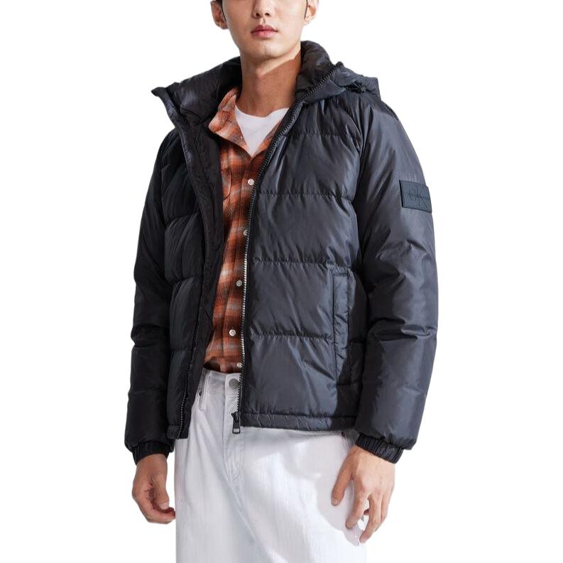 Calvin Klein Patch Duck Down Hooded Jacket Unisex Outerwear Space-Black J324341-BEH
