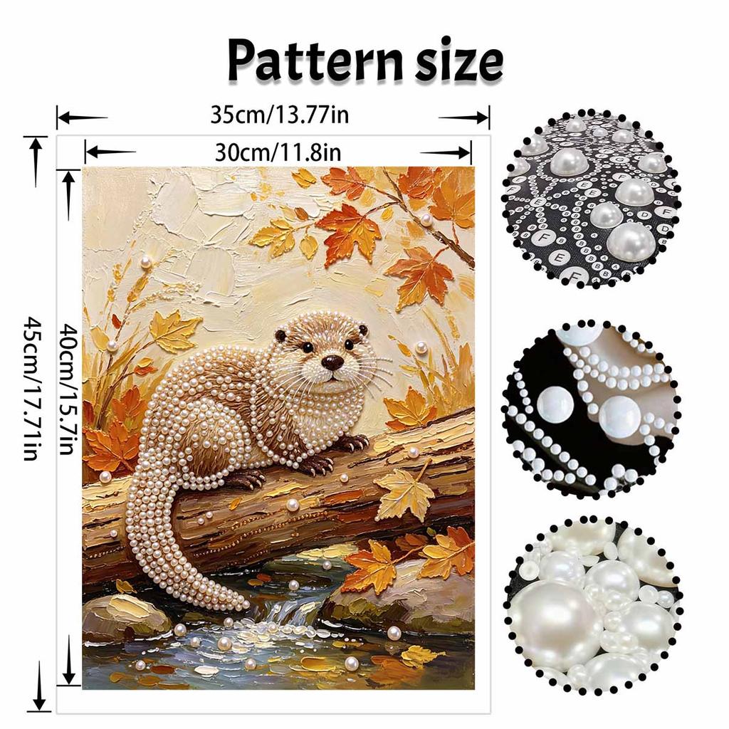 Frameless DIY Pearl Bead Painting Kit Otter Pattern Creative Relaxing Craft Canvas Home Decor Adult Gift