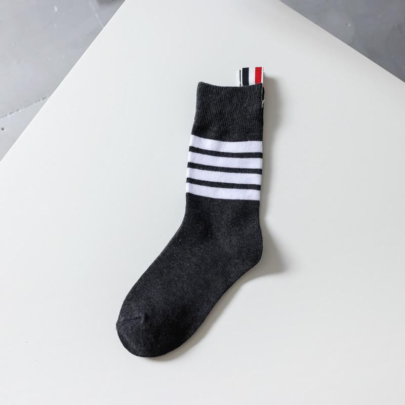 AMUSIVE Asymmetrical Striped Spring & Autumn Knee-Length Socks for Women