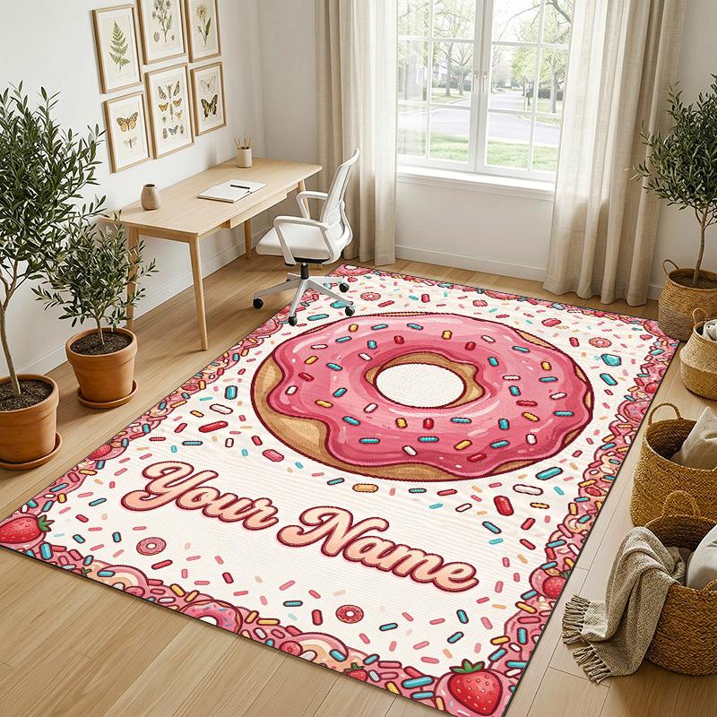 Sunshine Smiles Theme Soft Crystal Velvet Rug Custom Name & Text Print Non Slip Floor Rug for Bedroom Living Room