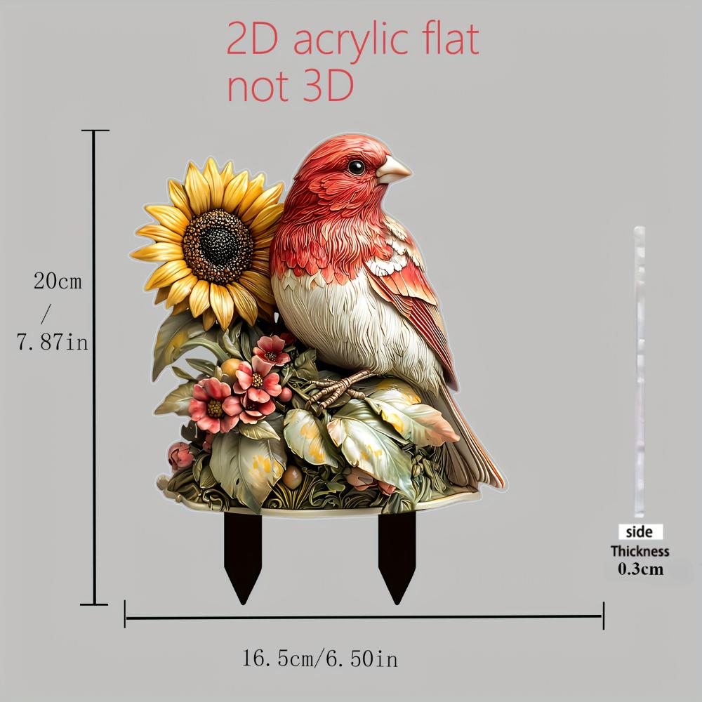 Cute blue bird, 2D flat acrylic, decoration, outdoor, suitable for garden, lawn, gifts, Christmas, Halloween