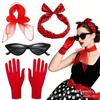 Costume Retro Party Outfit Set with Headband Scarf Glasses Gloves Accessories, 1208