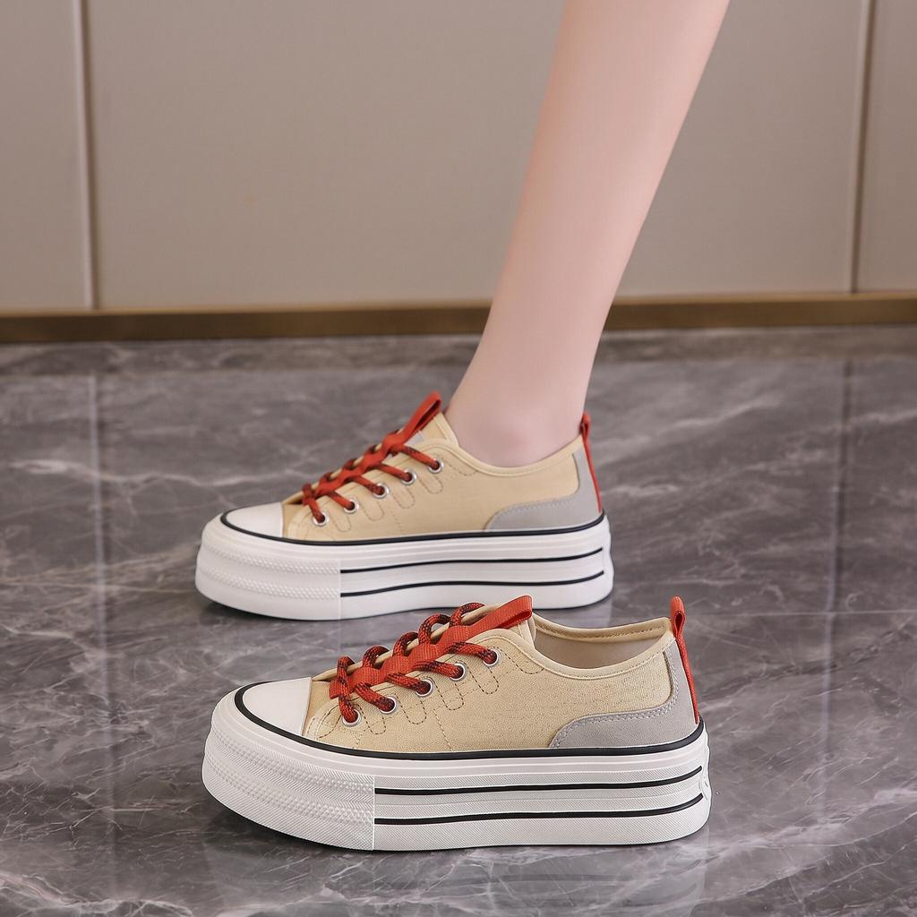 Women Canvas Casual Board Shoes Fashion Low Top Sport Sneakers Size 35-40 Comfortable Walking Travel Everyday Footwear
