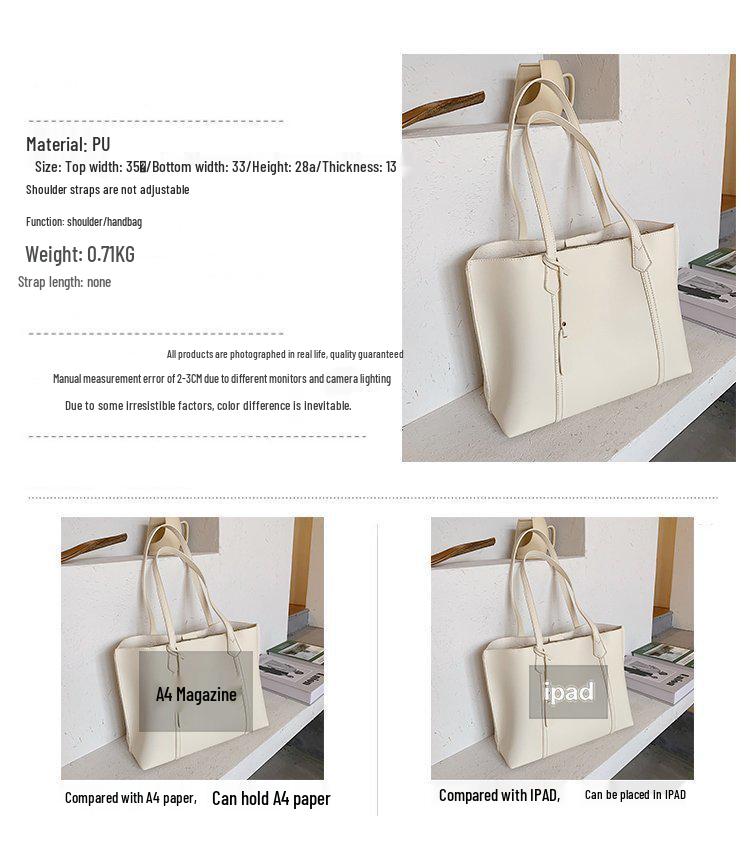 Korean-Style Women's Large Capacity Tote Bag - Fashionable and Casual Shoulder Handbag