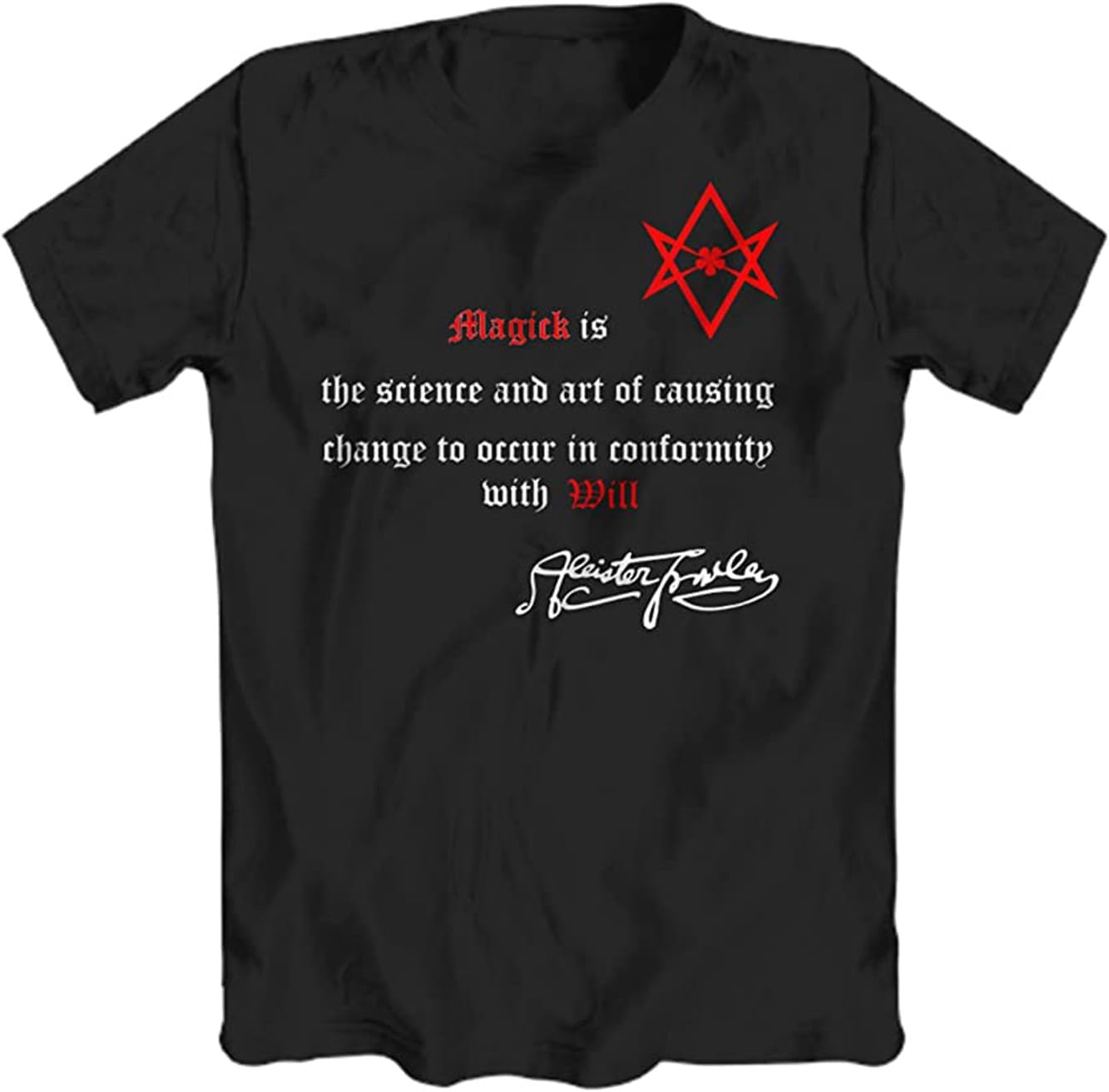 Men s Thelema Shirt Magick is Definition Aleister Crowley Unicursal Hexagram tee Black XS чёрный
