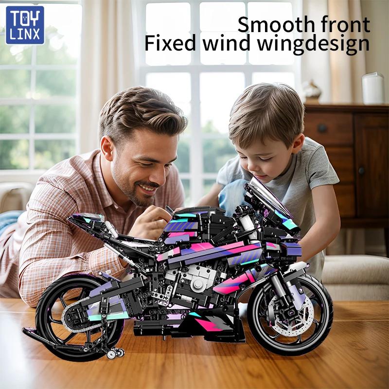 Bbox 1920PCS Large Motorcycle Racing Building Block Model | Men's Desktop Decor & Stress-Relief Toy | ABS Motorcycle Blocks