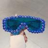 Women Chic Pearls Warp Around Sun Glasses Stylish Candy Color Decor Shades Original Brand Design Travel Holiday Goggle