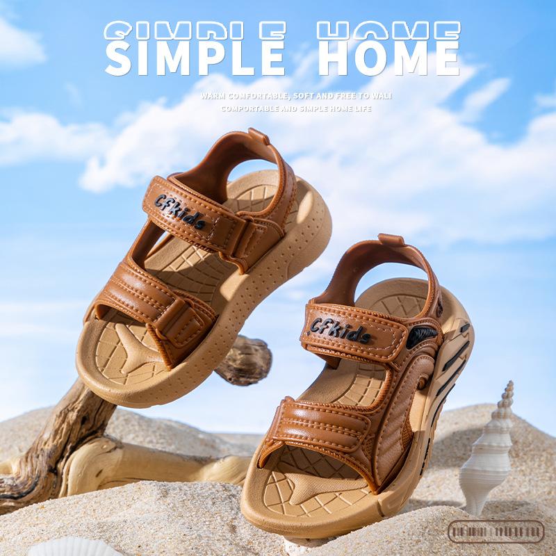 Children's Sandals New Summer Non-Slip Soft Sole Girls' Velcro Toddler Shoes Baby Beach Sandals