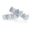 Men's Gold-Plated Flat Grill with Blue & White Zircon Diamonds - Two-Tone, Six-Tooth Hip Hop Style