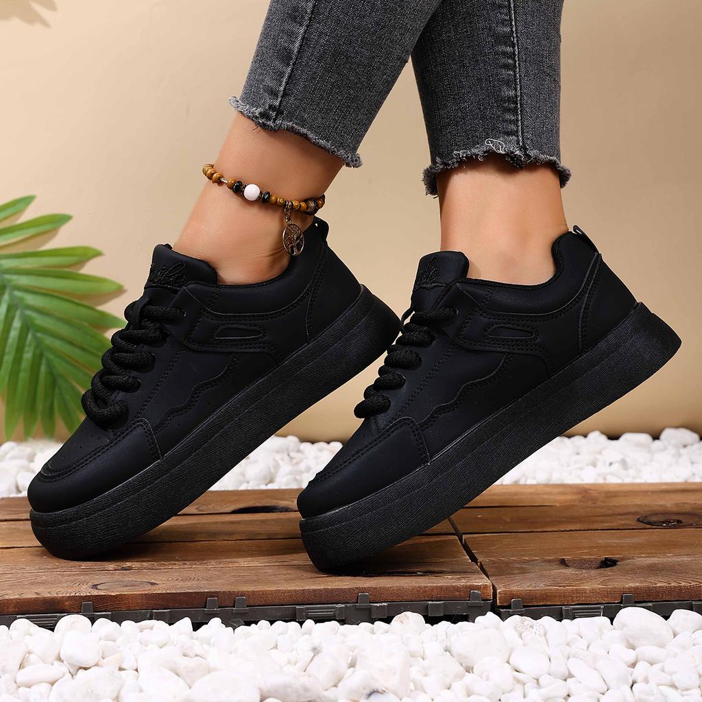 Fashion New Spring Shoes for Women Green Trainers Platform Lace Up Sneakers Woman Hip Hop Chunky Sports Shoes Faux Leather Sneaker