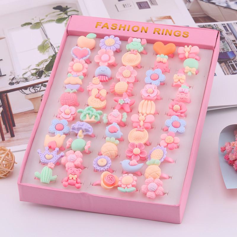 Kids' Faux Diamond Crystal Cartoon Gem Ring Set - Kindergarten Gift