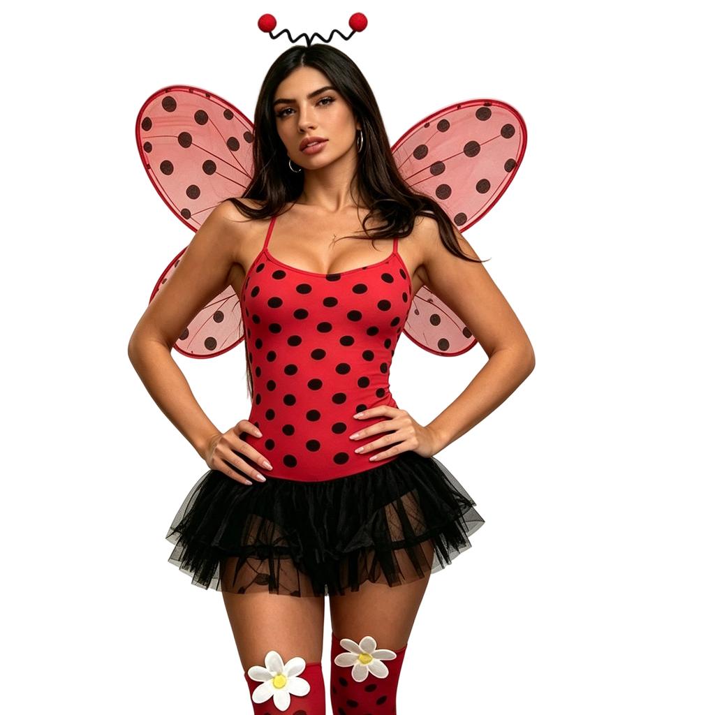 Damen 3-teiliges Cami-Kostüm-Set, Weihnachtsthema, Feiertagsparty Verkleidungs- und Cosplay-Outfit