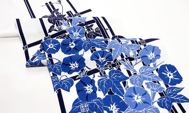 Someno Anbo Hand Towel Bamboo Fence and Morning Navy Authentic Made in 35cm x 100cm "Sometsuke Glory" Blue, Dyed, 100% Cotton, Tokuoka, Japan,