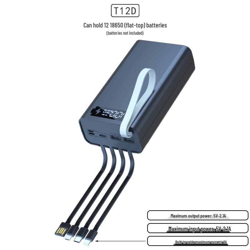 Solderless 4-Wire 12-Section 18650 Power Bank Kit with Ultra-Fast Disassembly