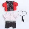 niannyyhouse 20cm Doll Clothes Plush Suit Leather Jacket White Shirt Tie Pants Cotton Outfit Red