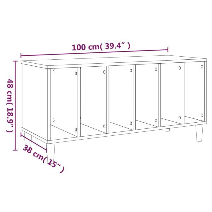 VidaXL Armoire à Disques, Armoire Latérale avec Rangement, Meuble pour Tourne-Disque, Buffet de Salon, Industriel, Gris 831977