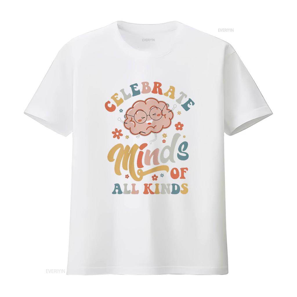Womens T Shirt Celebrate Minds Of All Kinds Neurodiversity Autism Casual  Tops Black Medium vintage Washed Soft Comfortable