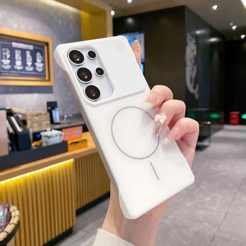 Suitable for Samsung S25 Ultra Thin Ring Magnetic Suction Phone Case S24plus Frameless AG Matte S25 Business Aromatherapy