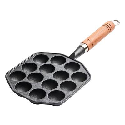 Cast Iron Takoyaki Pan with Wooden Handle