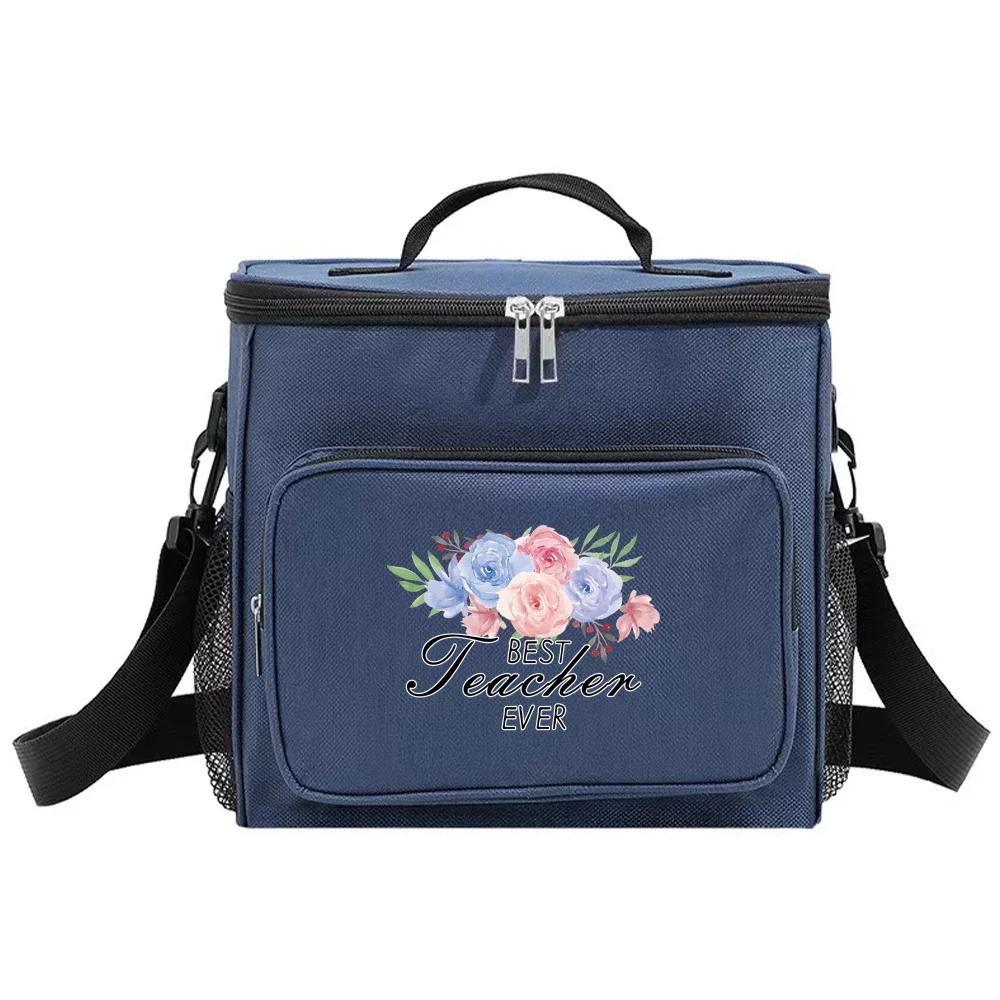 Insulated Bags Portable Shoulder Lunch Bag Waterproof Cooler Box Thermal Organizer Handbag for Men and Women Teacher Pattern