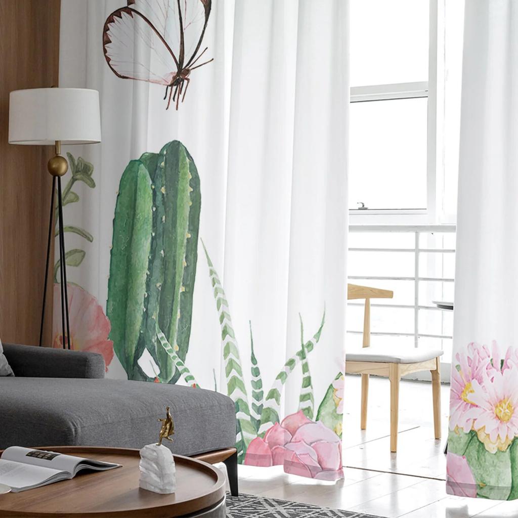Vårblomma Blomma Fjäril Fågel Tyll Gardiner för vardagsrum Kök Sovrum Skir Tyll för café Hotell Modern heminredning