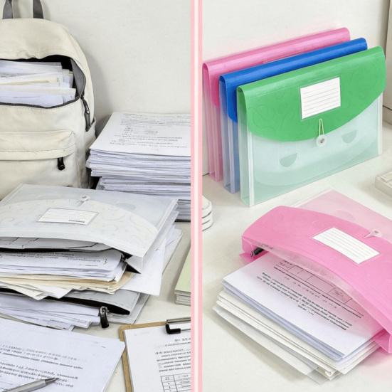Expandable File Folder Document with Label Slot, Layered Design Waterproof PP Student Holder Envelope, Secure Rope Closure Organizer for Office