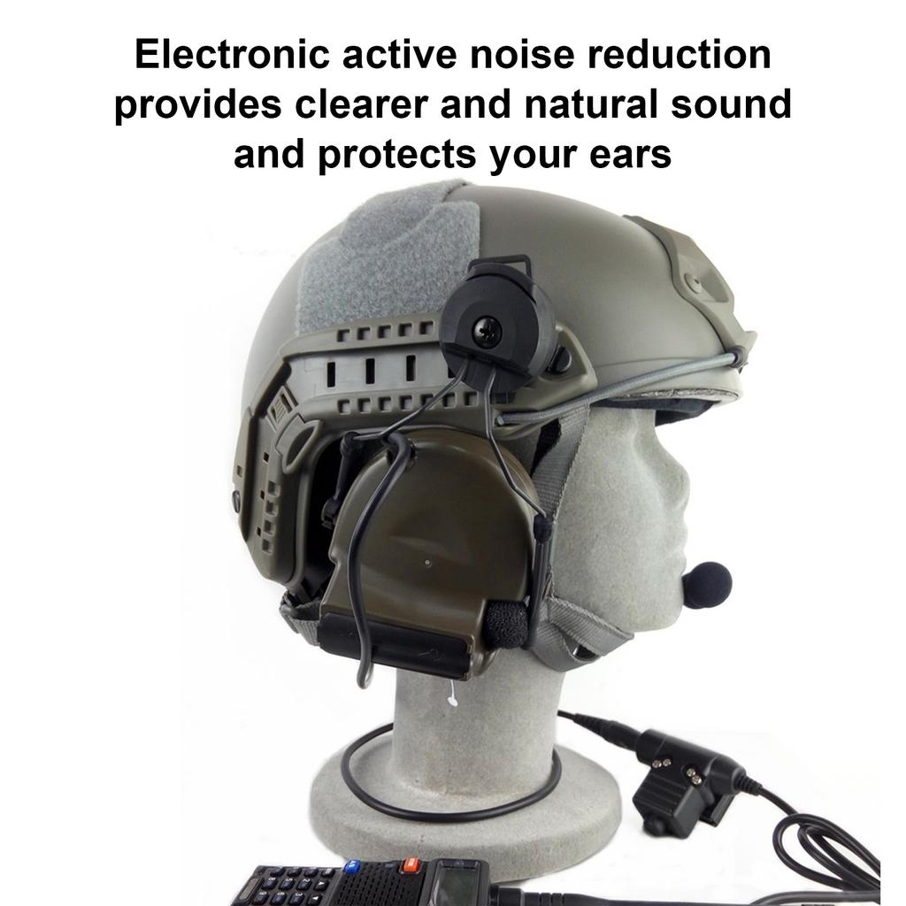 Noise Reduction Ear Muffs 7.1mm Plug Hunting Headset with Detachable Mic for UV9R UV9R PLUS UVXR BF9700(Black )