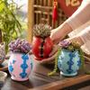 Chinese Style Cheongsam Shape Pen Holder Vinyl Succulent Planter Makeup Brush Pot  Desk