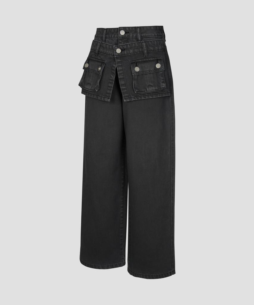 Beodeonteu Garment Dyed Multi-Pocket Layered Pants [Charcoal]
