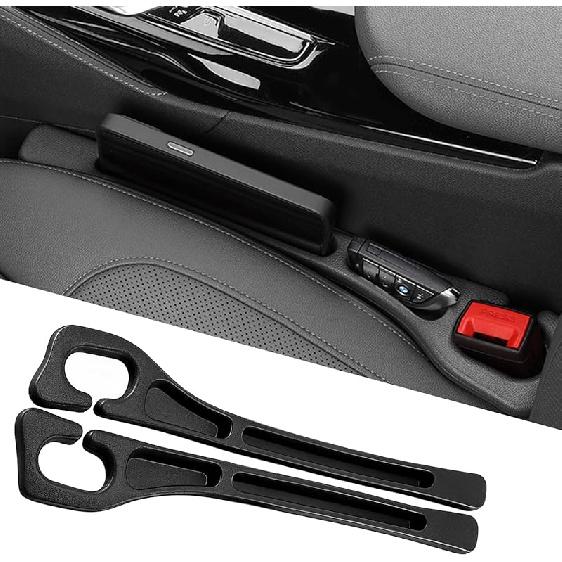 Car Seat Gap Filler 2-Pack, Universal Car Seat Gap Filler Organizer, Seat Gap Plug – Fills Gap Between Seat & Console (Black)