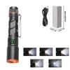 2000LM Powerful Mini LED Flashlight  Zoom Torch With Pen Clip Light USB Rechargeable Magnet Work Light Outdoor Camping Fishing