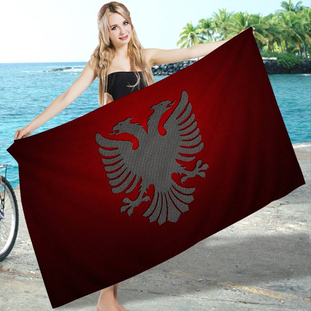 A-Albanien Flagga Mikrofiber Strandhandduk Absorberande Snabbtorkande Mjuk Yoga Simning Resort Bergsklättring Handduk