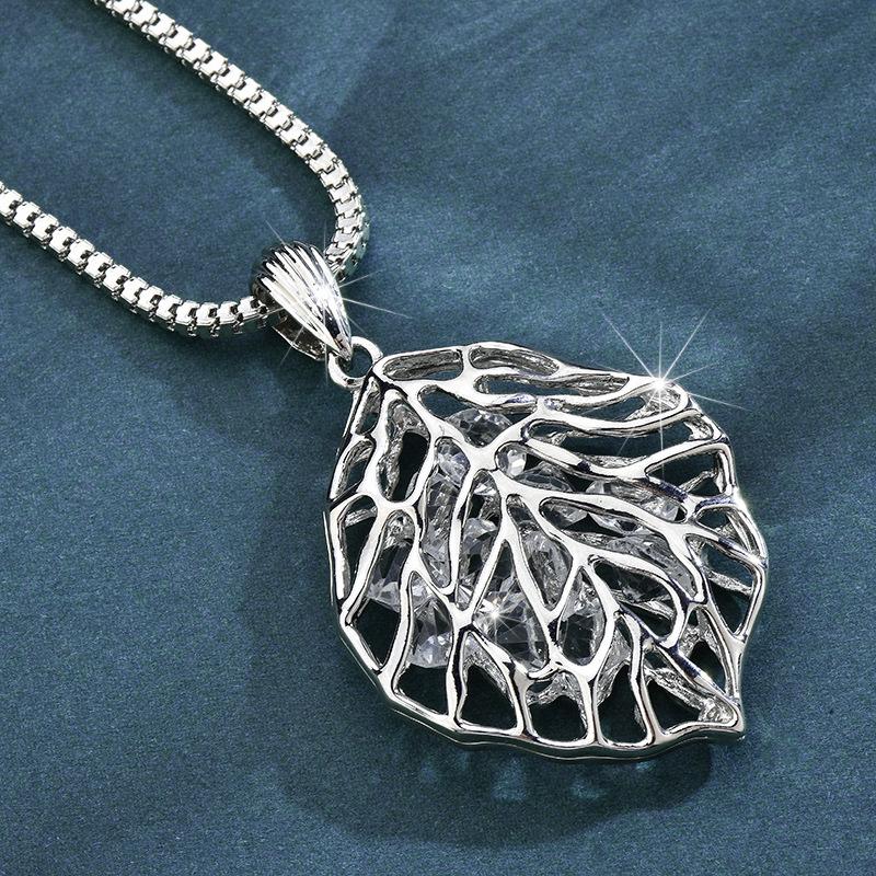 Tree Leaf Pack Crystal Sweater Chain Female Leaf Temperament Versatile Autumn And Winter Clothes Long Necklace