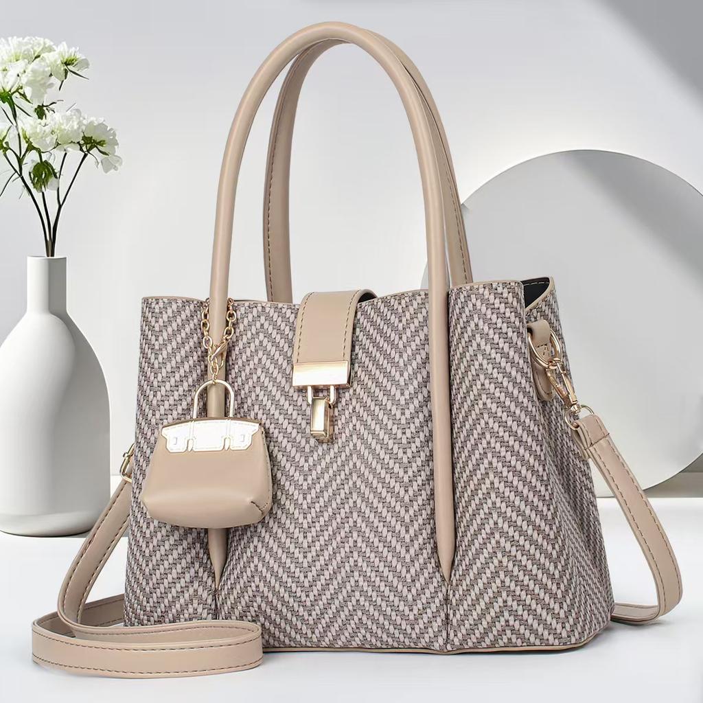 New Macaron Woven Handbag Fashion Temperament Versatile Tote Bag High-end Large Capacity Single-shoulder Crossbody Bag