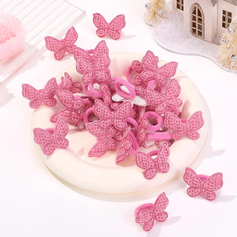 

10/20 шт. Детские повязки для волос с цветами и бабочками для девочек, не повреждающие волосы, мультяшные резинки-полотенца, держатели для хвостиков, мини-резинки, головные уборы 10pcs