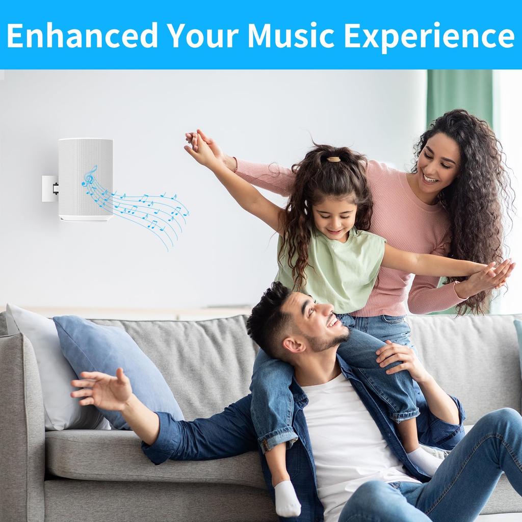 Yibracki Speaker Wall Mount or Ceiling for Sonos Era 100 Wireless Tilt Swivel Adjustable Mount Heavy Duty Mount Speaker White - &