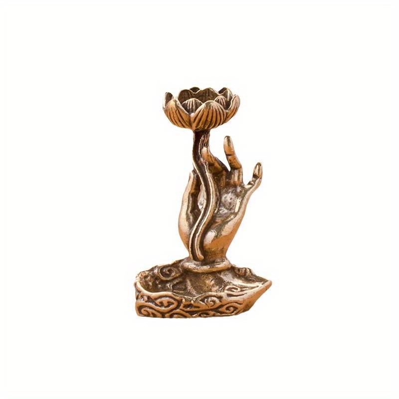 Laiton Pur Lotus Guanyin Main Reflux Décoration Parfumée Main de Bouddha Guanyin Insertion d'Encens Décoration Maison Salon