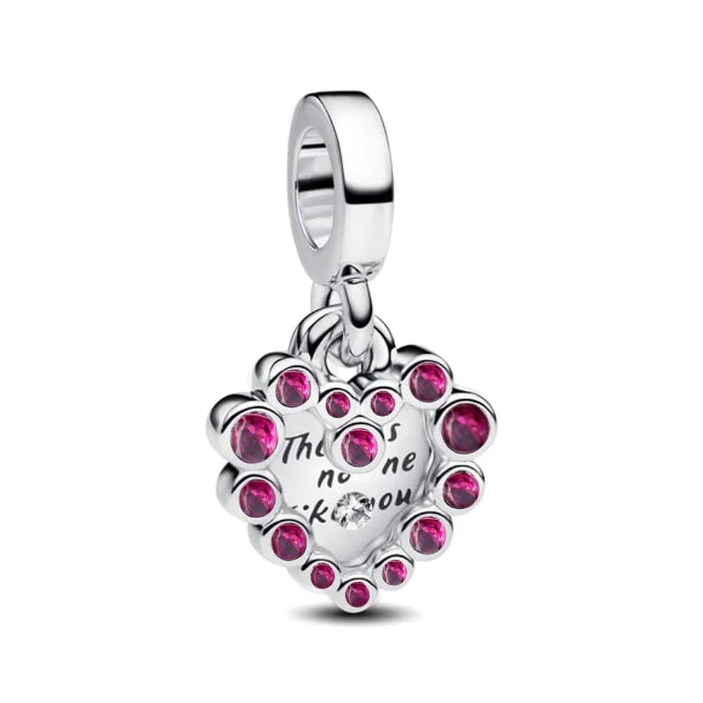 Colorful Full Diamond Charms Metal Love Blooming Rose Round Beads Pendant Fit Original Bracelets Necklace Accessory Elegant Fashion Beautiful Lovely