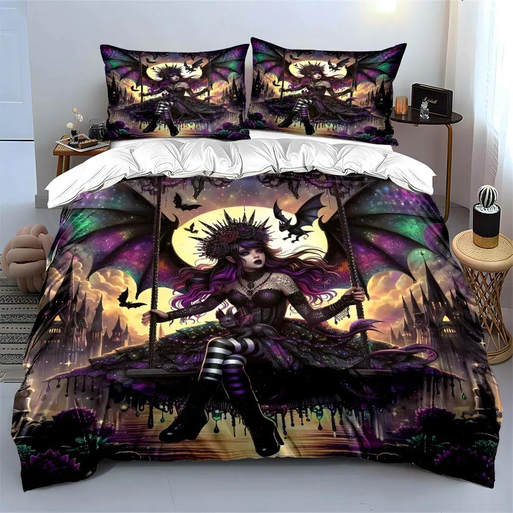 """Gotische Fantasy Decoratie Set""" Zachte Comfortabele Dekbedovertrek Beddengoed Set Inbegrepen 1*Dekbedovertrek & 2*Kussenslopen cadeau"""