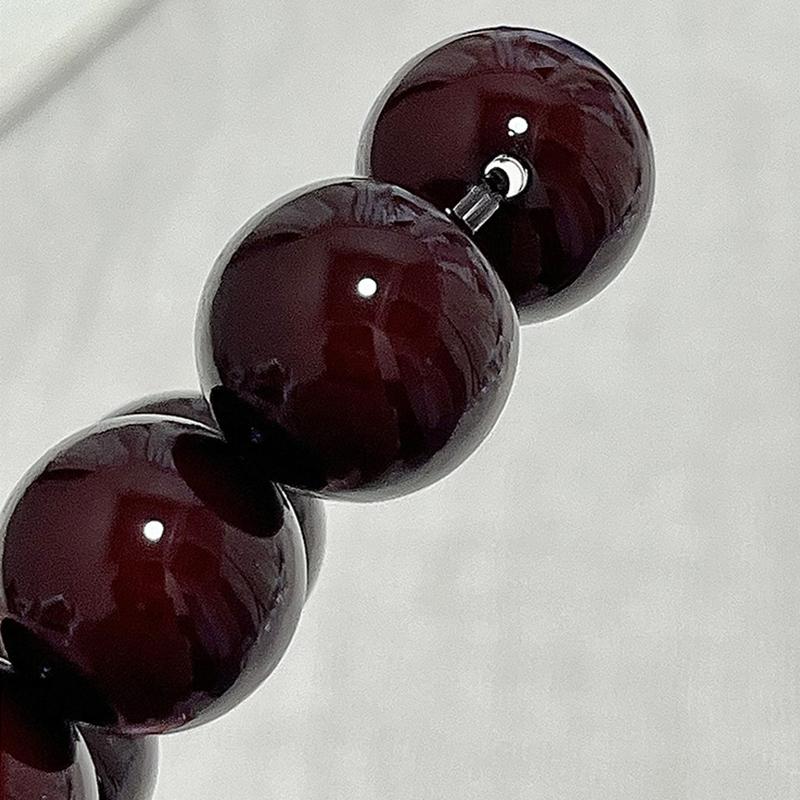 Přírodní třešňově červený náramek z korálků z kořene Bodhi Náramek ze semen Bodhi Buddhistické korálky Růženec Šťastné šperky