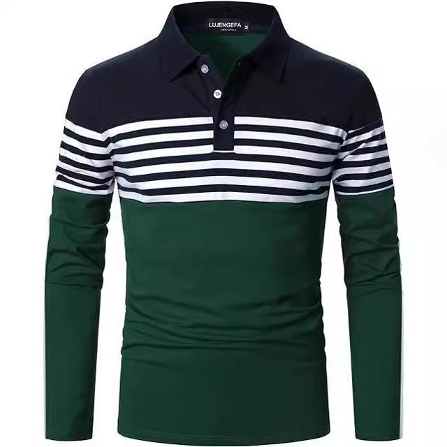 Essential Long-sleeve Striped Polo Shirt, Stylish Casual Top for Everyday.