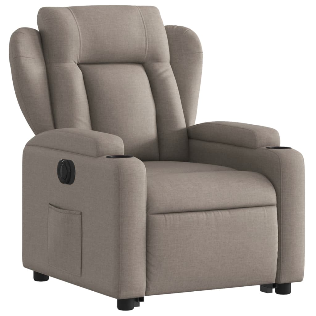 Electric Recliner Chair with Rising Function Taupe Fabric