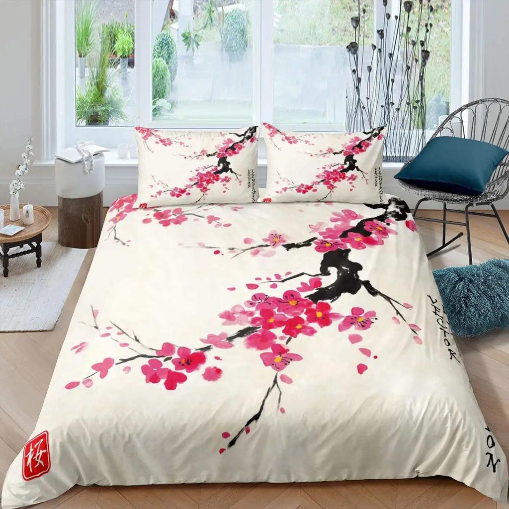Ocean Wave King Queen Duvet Cover Red Sun Bedding Set Japanese Ukiyo-E Comforter Cover Exotic Navy Blue Polyester Quilt Cover