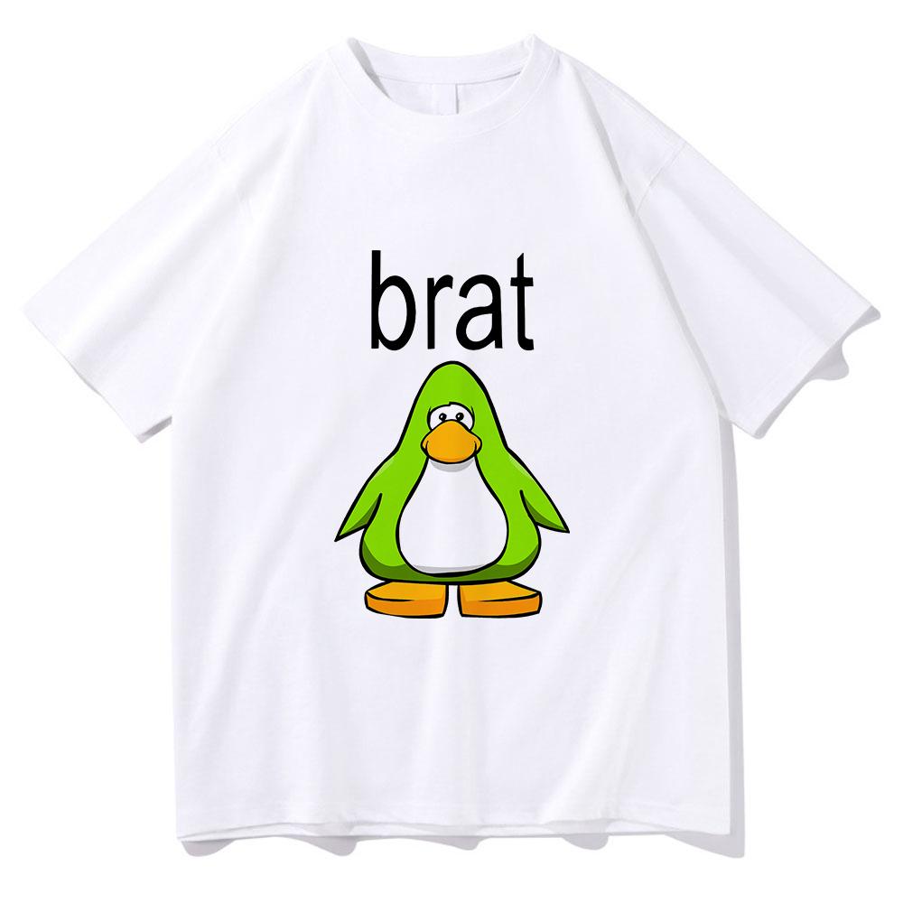 Brat Club Penguin T Shirt Unisex Charli XcX Brat and Its Completely Different But Also Still Brat TShirt Cute Cotton Tees Shirts